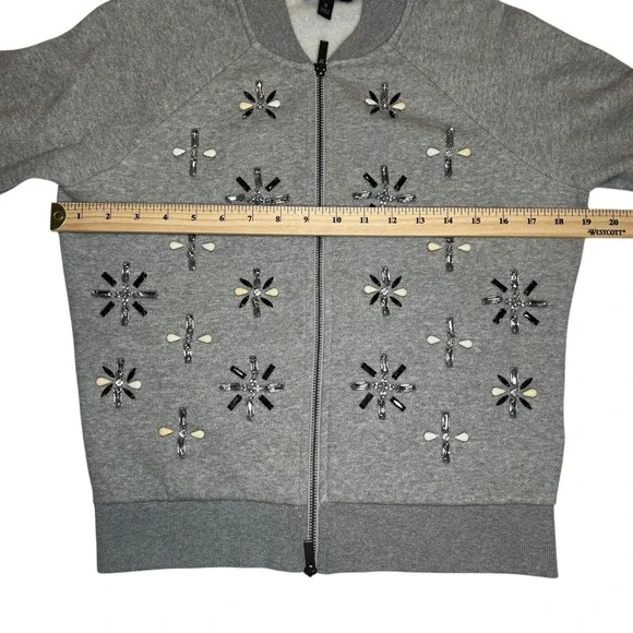Banana Republic Women Grey Embellished Sweater Bomber Size S - Picture 4 of 10